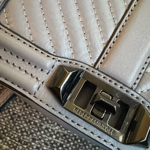 Rebecca Minkoff Cheveron Quilted Love Gray Crossbody Bag - Picture 2 of 5